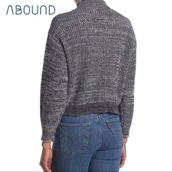 Abound Easy Stitch Ribbed Knit Mock Neck Sweater Rib Black‎ Marl NWT - Picture 2 of 9